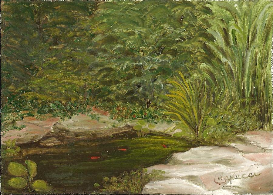Tree Painting - Pond Behind Studio House by Robin Capecci