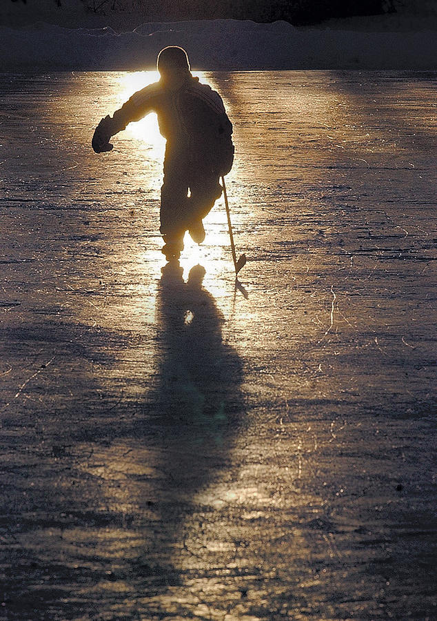 Pond Hockey Silhouette Photograph by Steve Somerville