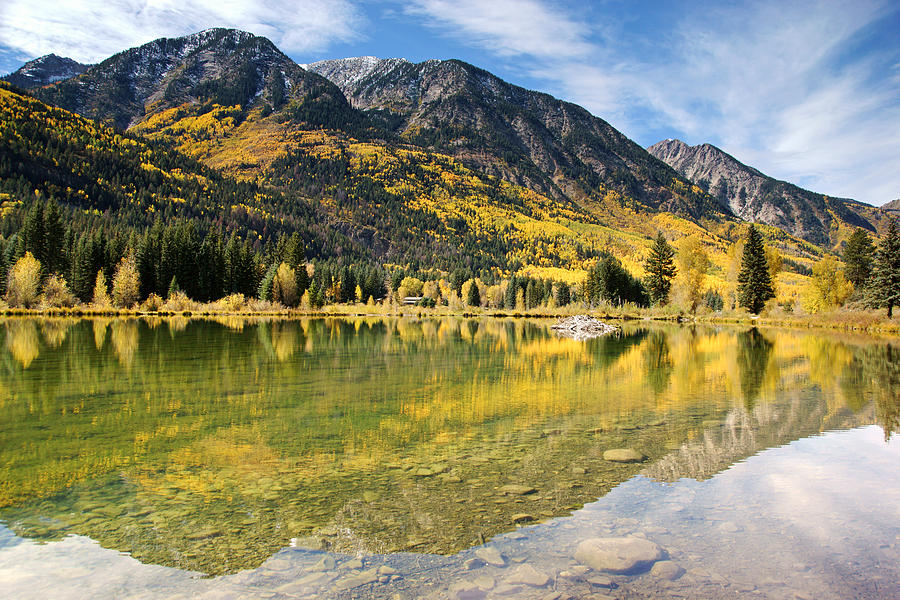 Pond in Autumn - Marble Colorado Photograph by Daniel Woodrum