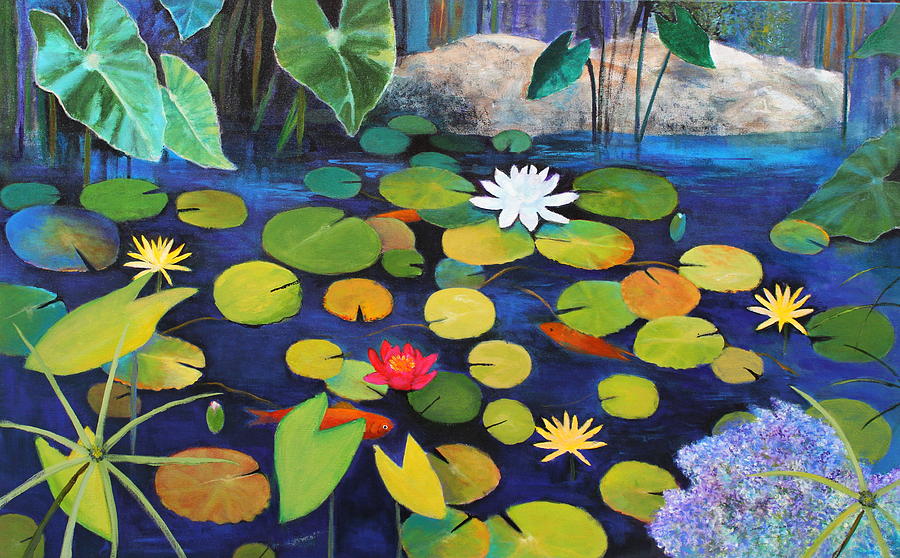Pond magic 8 Painting by M Diane Bonaparte