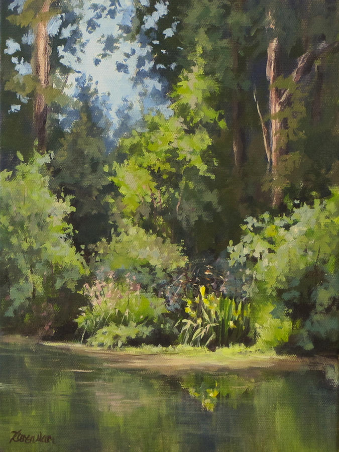Ponds Edge Painting by Karen Ilari