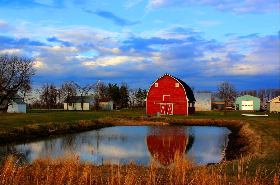Barn Photograph - Pondside Farms by Larry Trupp