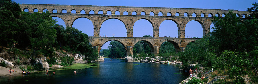 Transportation Photograph - Pont Du Gard Roman Aqueduct Provence by Panoramic Images