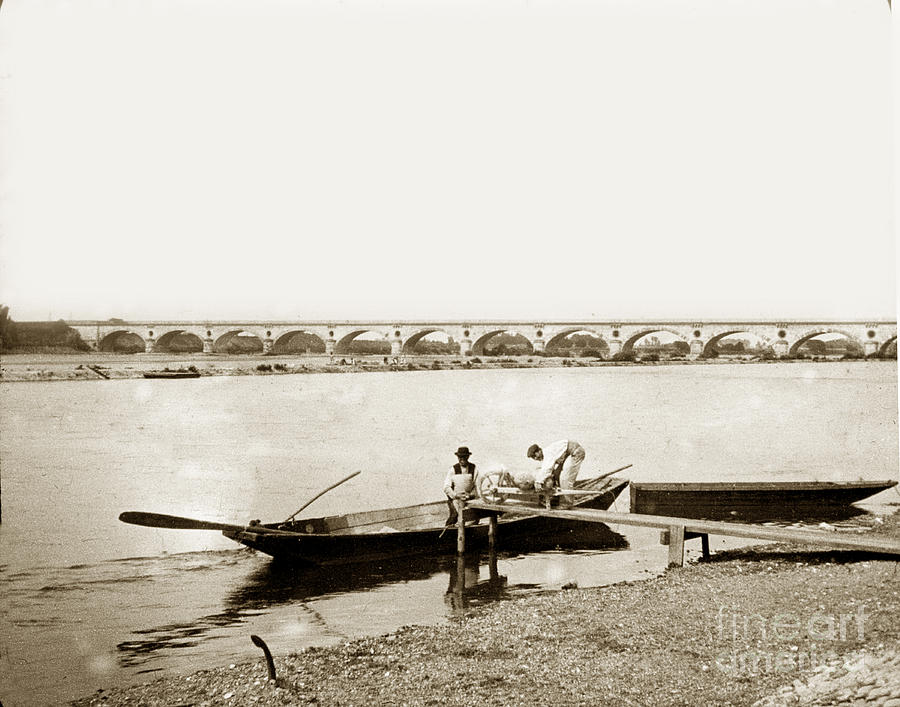 Boat Photograph - pont George V Bridge over Loire river Orleans Loire Valley France 1900 by Monterey County Historical Society
