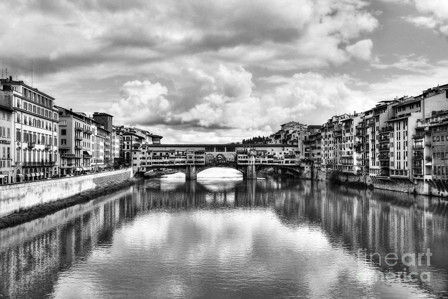 Ponte Vecchio At Florence Italy 2 BW Photograph by Mel Steinhauer
