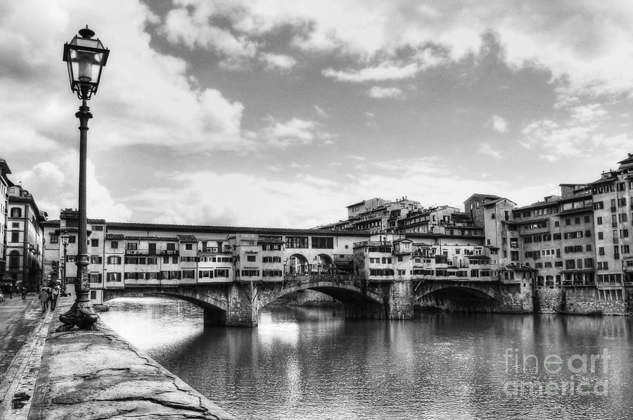 Ponte Vecchio At Florence Italy BW Photograph by Mel Steinhauer