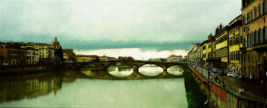 City Digital Art - Ponte Vecchio Pioggia by Paul Gioacchini