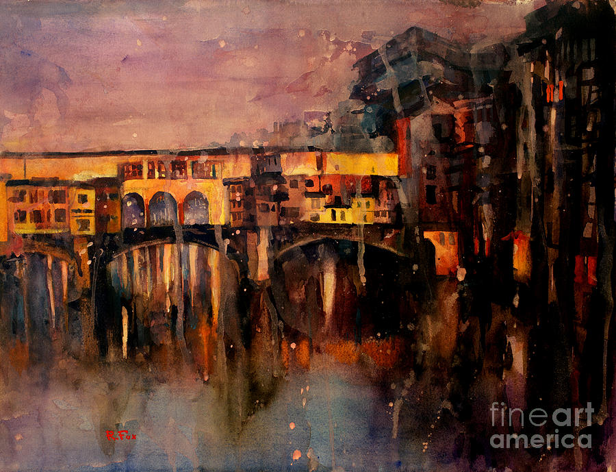 Ponte Vecchio watercolor painting Painting by Ryan Fox