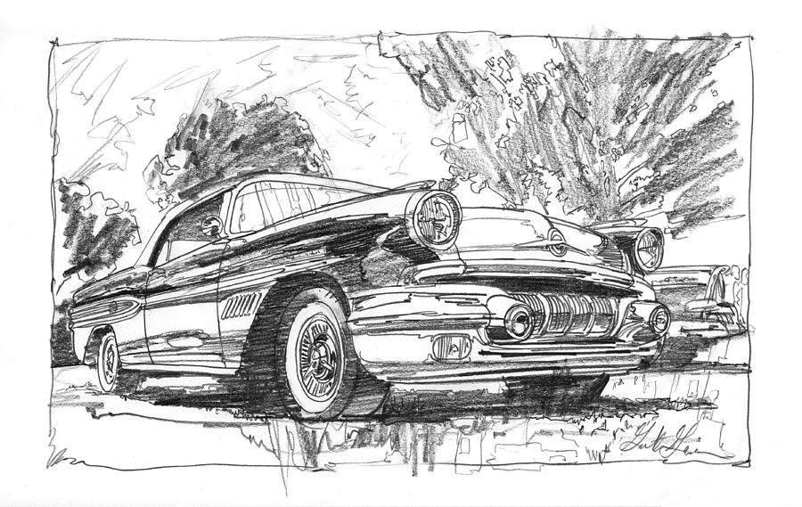 Pontiac Bonneville Study Drawing by Garth Glazier