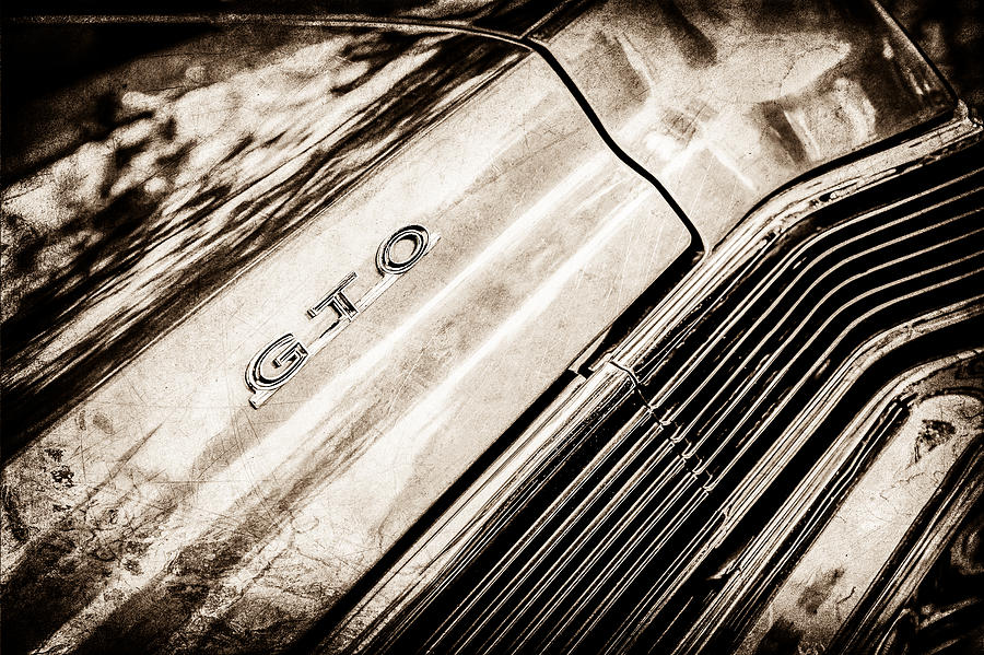 Car Photograph - Pontiac GTO Taillight Emblem -0339s by Jill Reger