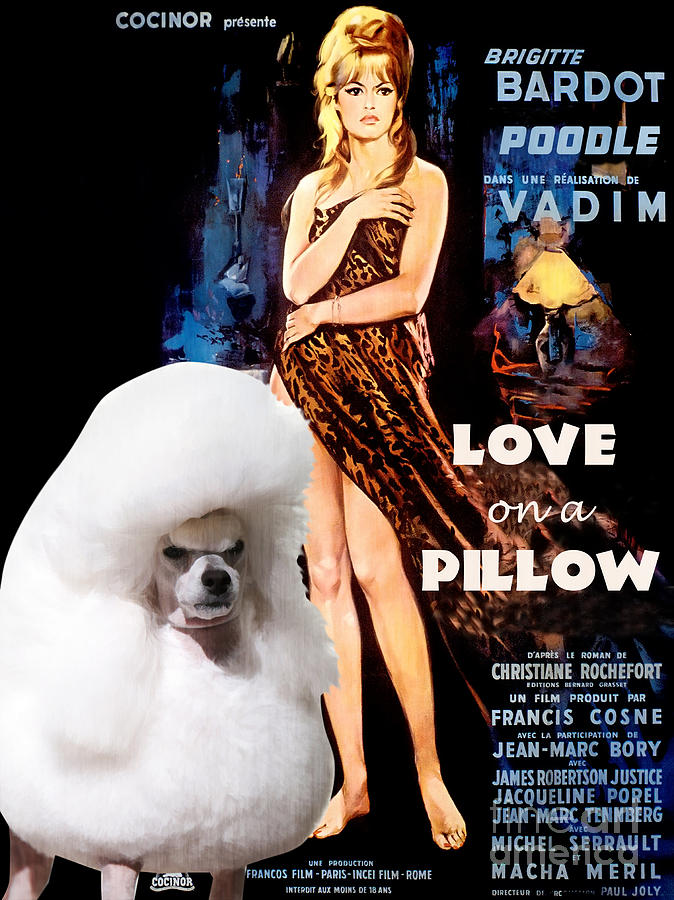 Dog Painting - Poodle Art - Love on a Pillow Movie Poster by Sandra Sij