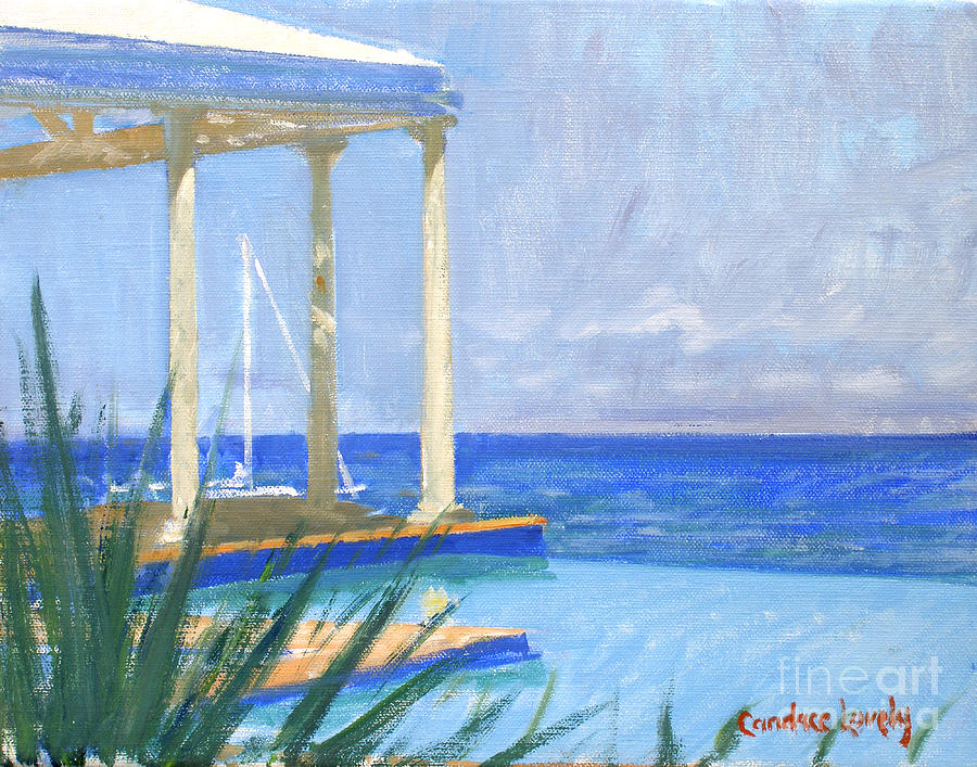 Infinity Pool Painting - Pool Cabana Morning by Candace Lovely