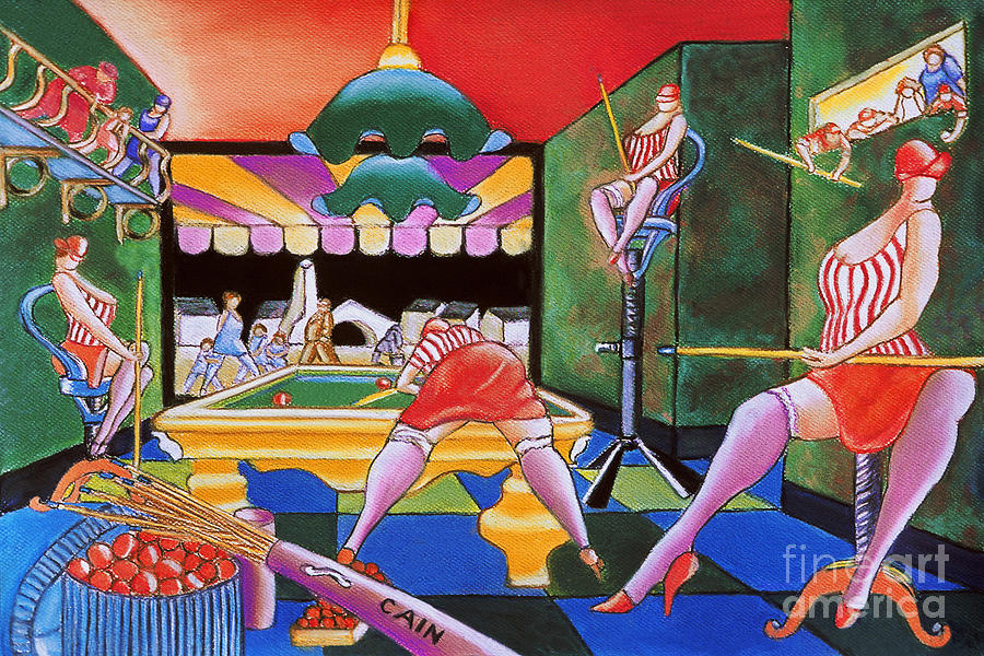 Pool Hall Ladies Painting by William Cain Pool Hall Ladies Painting by William Cain