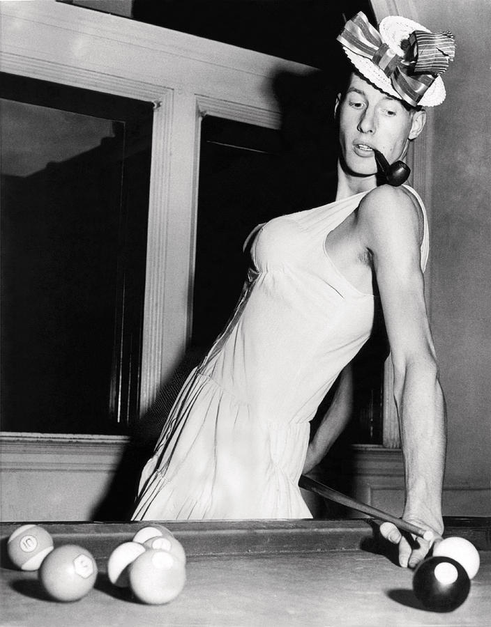 Ball Photograph - Pool Players Feminine Side by Underwood Archives