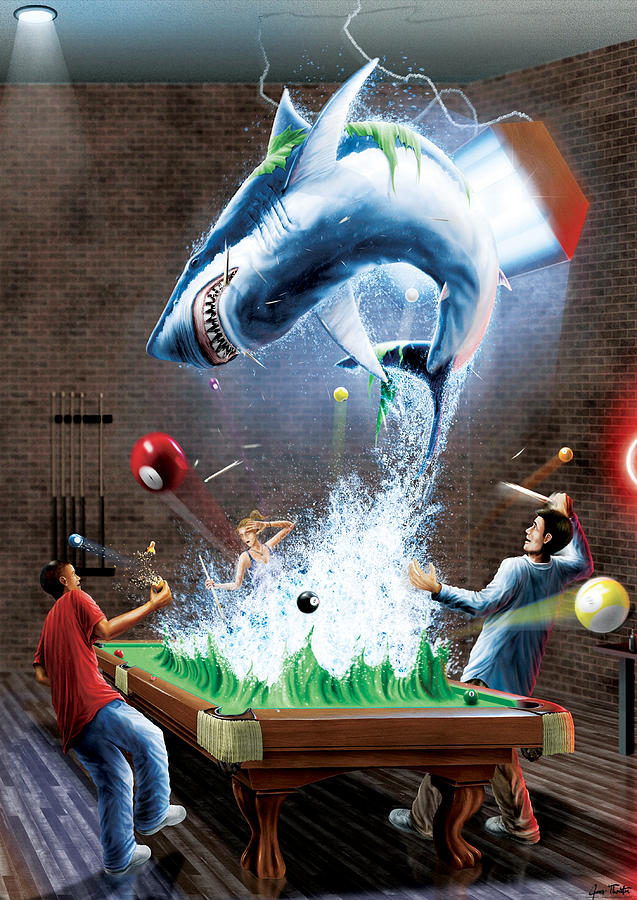 Great White Shark Digital Art - Pool Shark by James Thornton