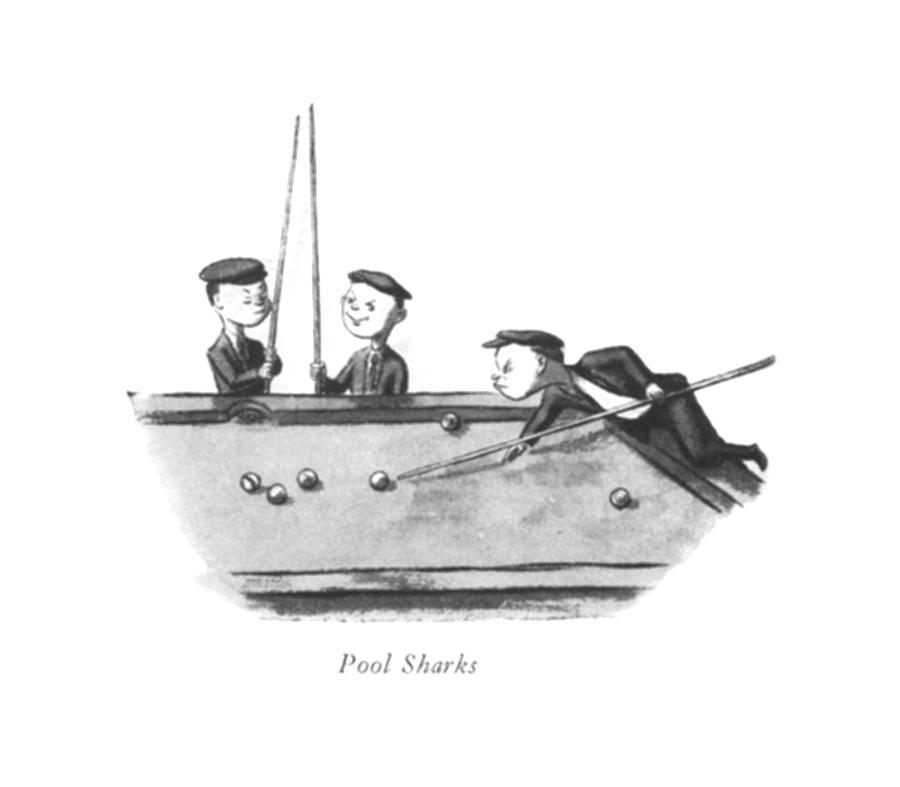 Pool Sharks Drawing by William Steig