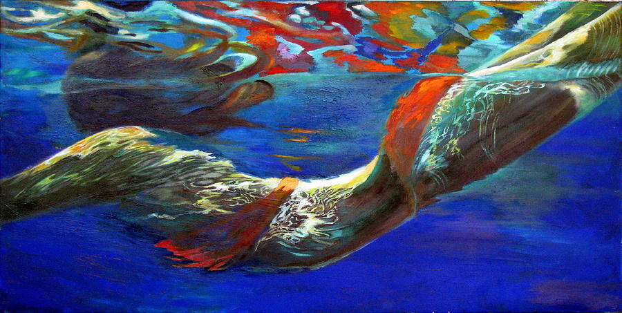 Nature Painting - Pool Swimmer by Lina Golan