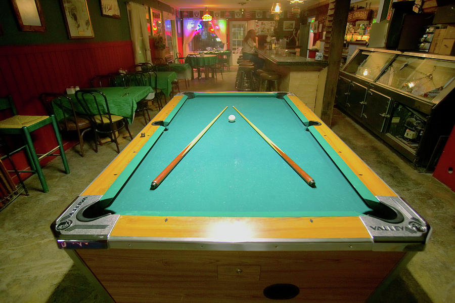 Pool Table Lit By Electric Lights Photograph by Panoramic Images