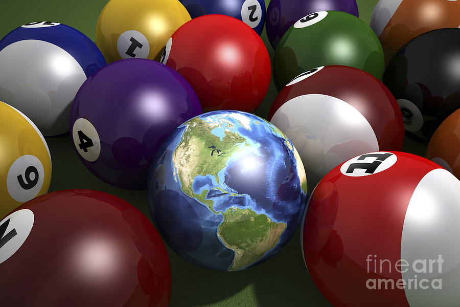 Pool Table With Balls And One Digital Art