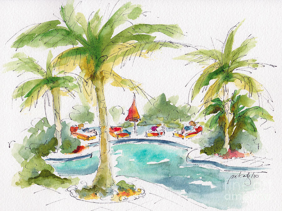 Poolside Painting by Pat Katz