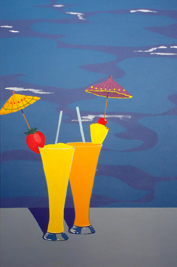 Poolside Umbrella Drinks Painting by Karyn Robinson