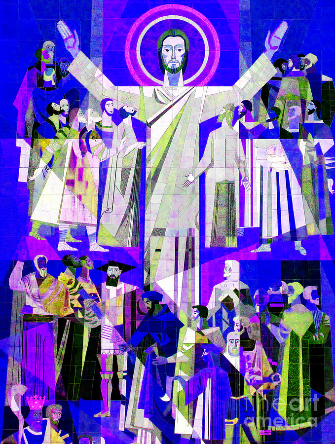 Pop Art Touchdown Jesus Mural at N D U Main Library Photograph by Tina