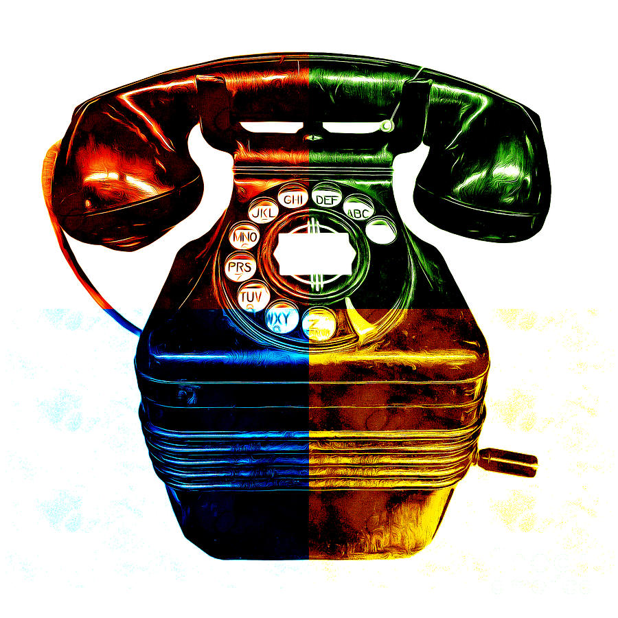 Vintage Painting - Pop Art Vintage Telephone 4 by Edward Fielding