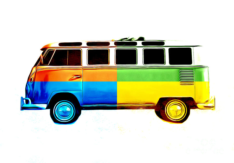 Vintage Photograph - Pop Art VW Bus Retro by Edward Fielding