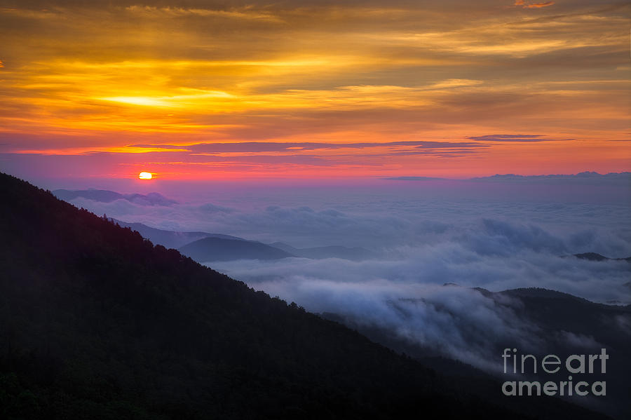 Pop Goes The Sun Over the Blue Ridge Mountains Photograph by Deborah Scannell