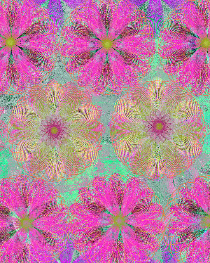 Pop Spiral Floral 14 - Mixed Media by Ricki Mountain