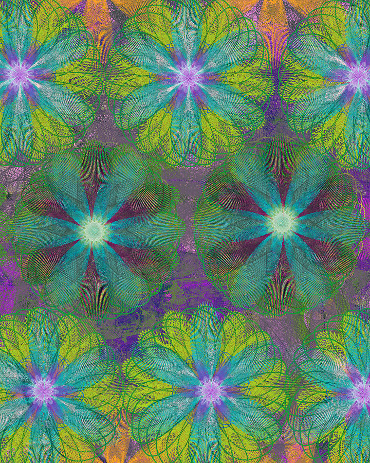Pop Spiral Floral 18  Mixed Media by Ricki Mountain