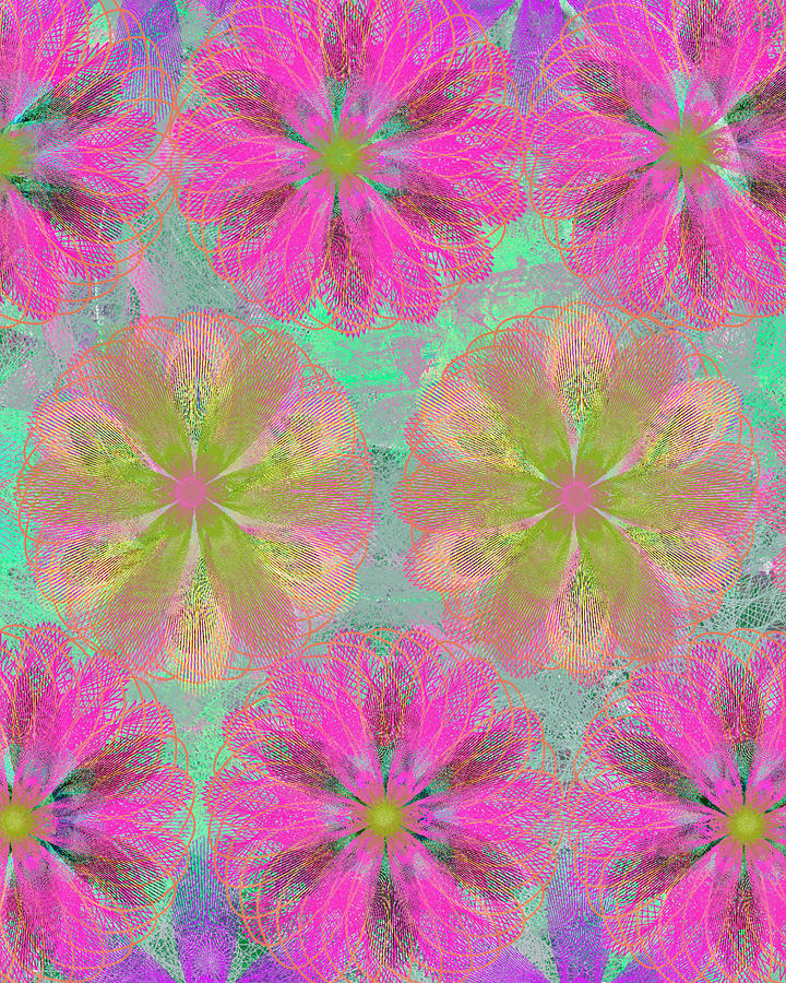 Pop Spiral Floral I2 Mixed Media by Ricki Mountain