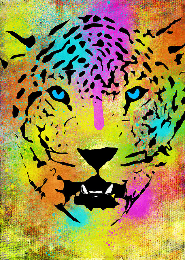 POP Tiger - Colorful Paint Splatters and Drips - Stained Canvas Art ...