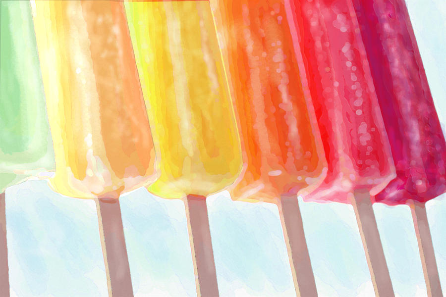 Summer Digital Art - Popcicle Rainbow by Jane Schnetlage