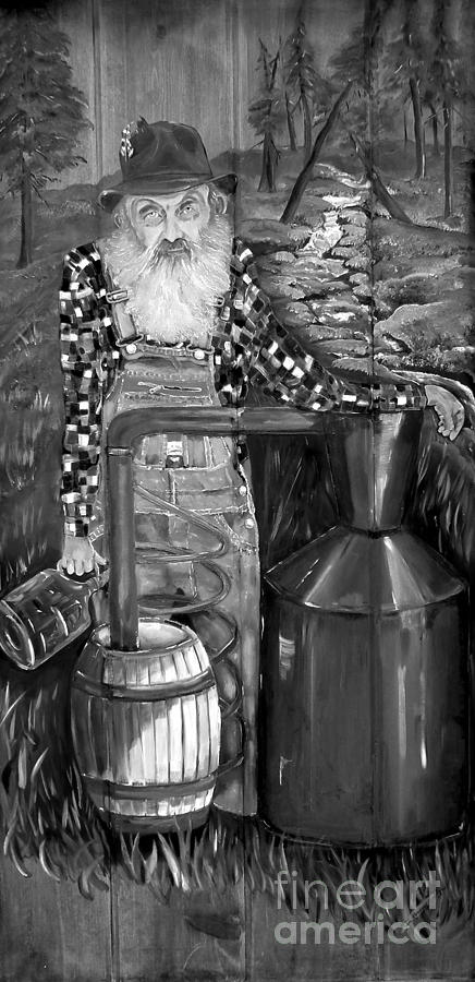 Popcorn Sutton - Black and White - Legendary Painting by Jan Dappen