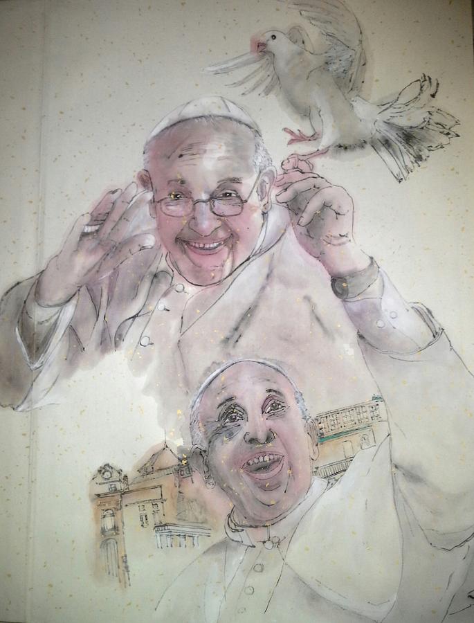 Pope Francis album Painting by Debbi Saccomanno Chan