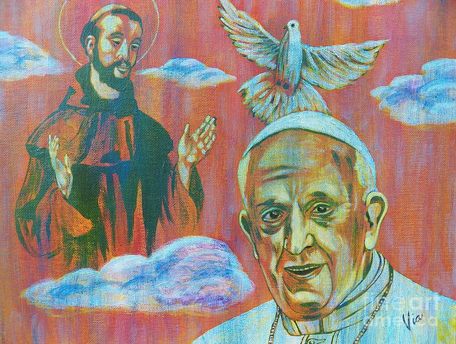 Pope Francis  Saint Francis Painting by Judy Via-Wolff