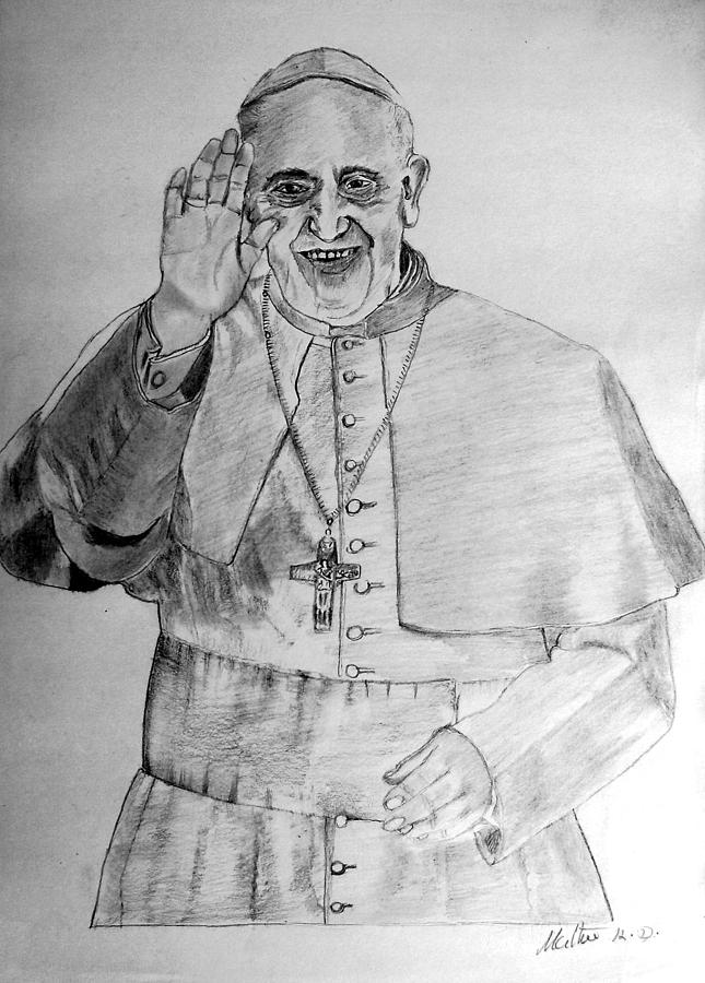 amme Susteen Produktionscenter Pope Francis Drawing by Subhash Mathew - Pixels