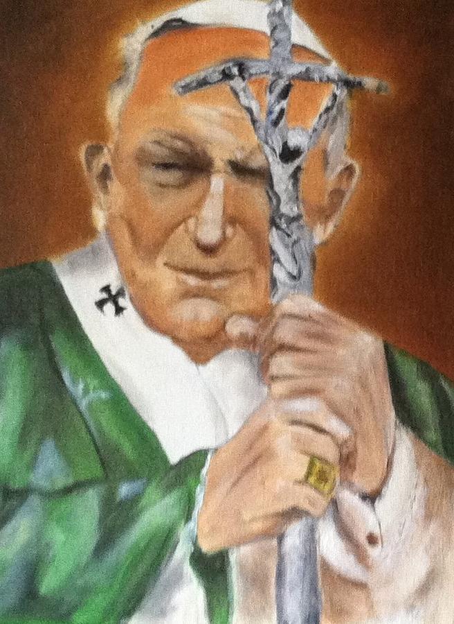 Pope John Paul II Painting by Ryszard Ludynia