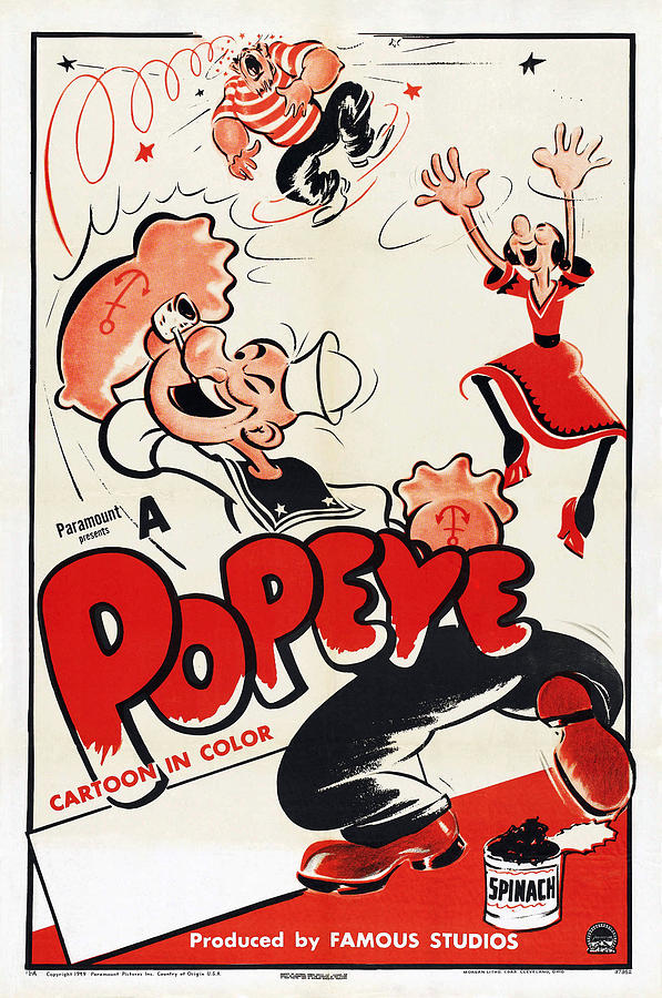 Movie Photograph - Popeye Left, Top Center Bluto Aka by Everett