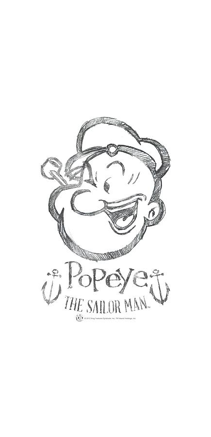 Vintage Digital Art - Popeye - Sketch Portrait by Brand A