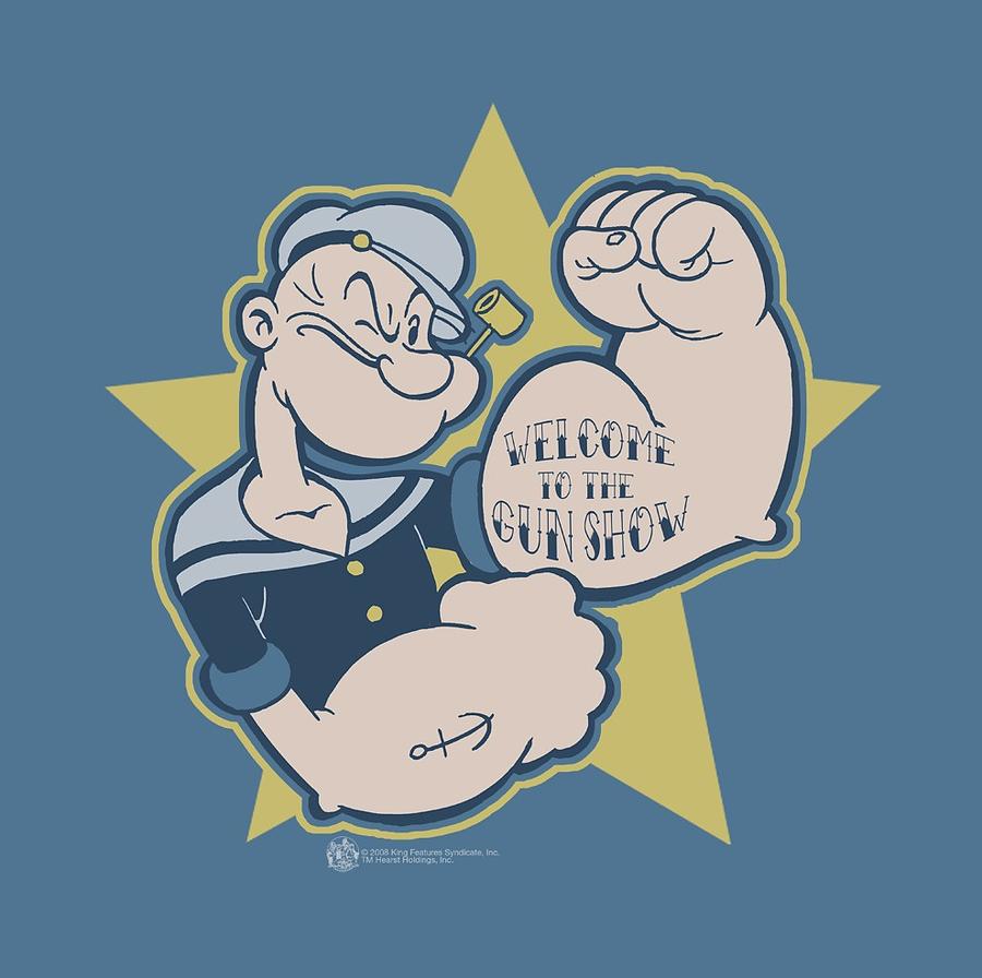 Vintage Digital Art - Popeye - Welcome To The Gun Show by Brand A
