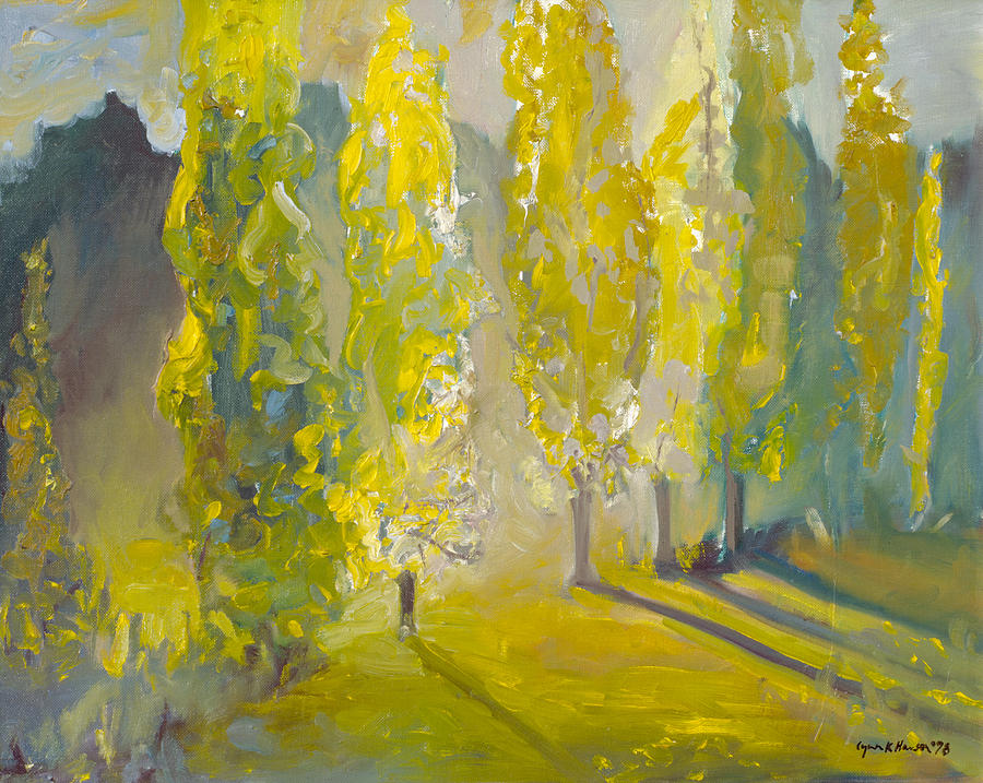 Poplars in the Morning Painting by Lynn Hansen