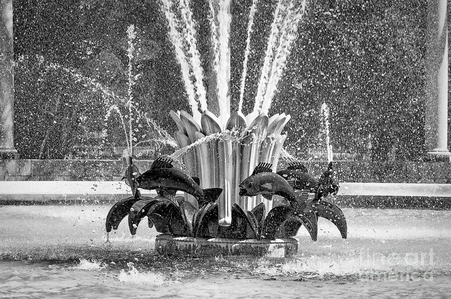 New Orleans Photograph - Popp Fountain in City Park BW by Kathleen K Parker