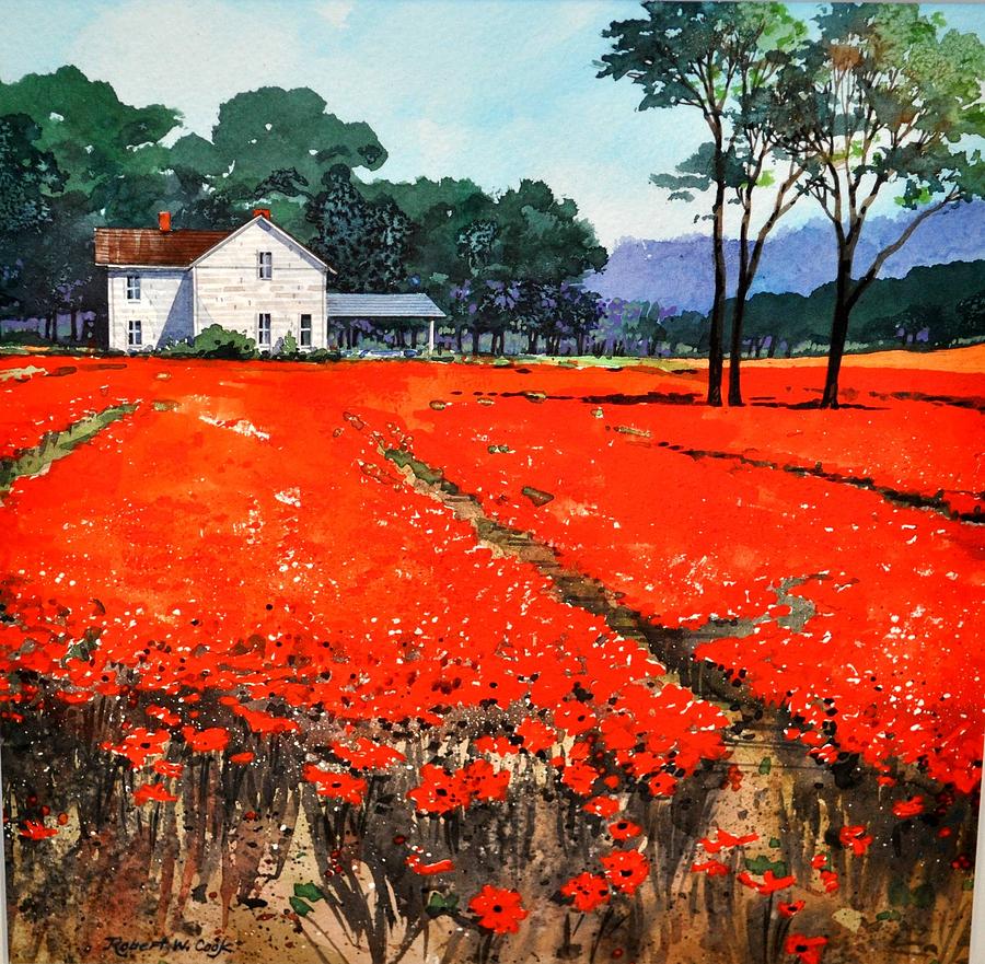 Poppie Fields Painting by Robert W Cook 