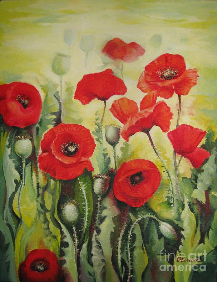 Poppies 2 Painting by Elena Oleniuc