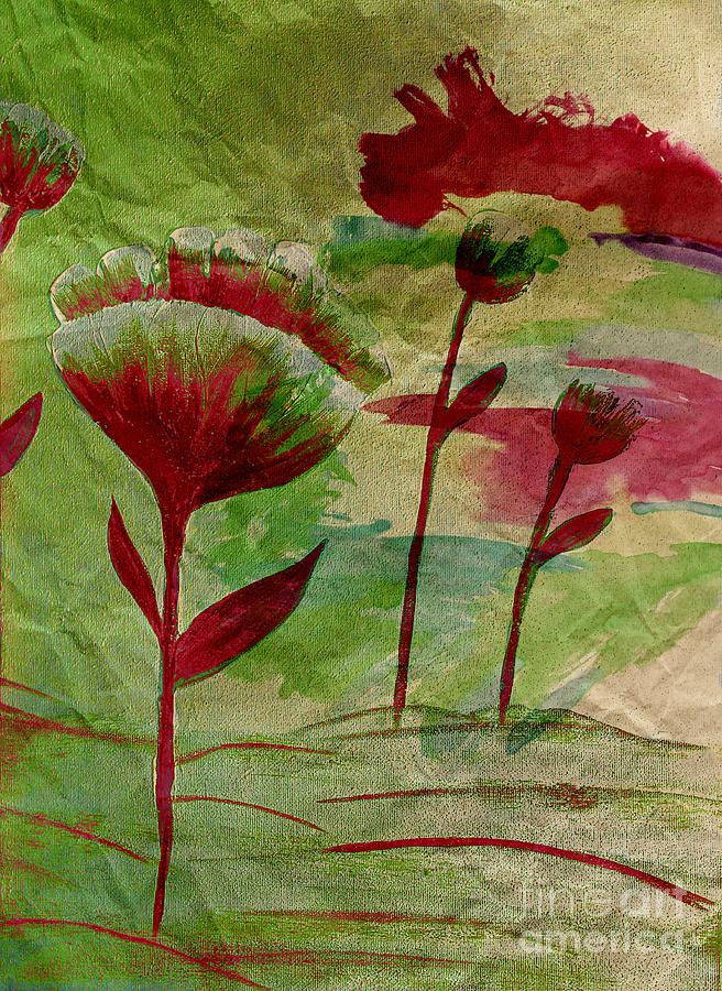 Poppies Abstract 3 Painting by Barbara A Griffin