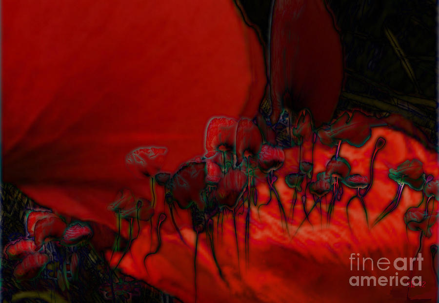Poppies-abstract Digital Art by Susanne Baumann