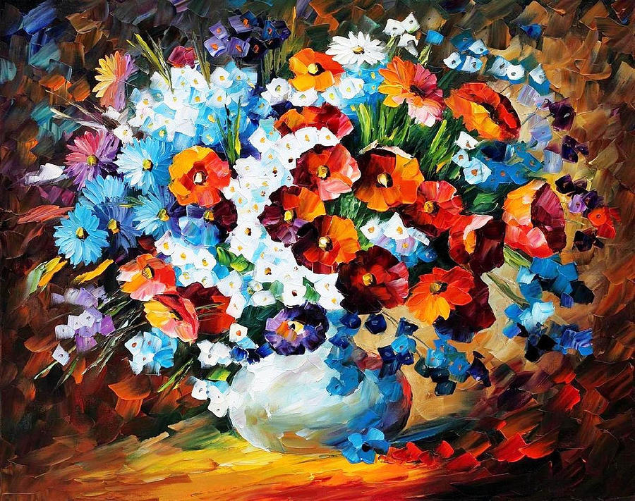 Poppies And Cornflowers - PALETTE KNIFE Oil Painting On Canvas By ...