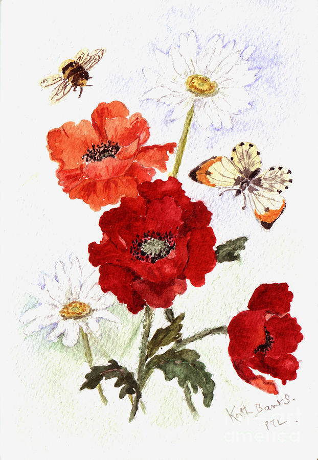 Poppies and Daisies Painting by Phil Banks
